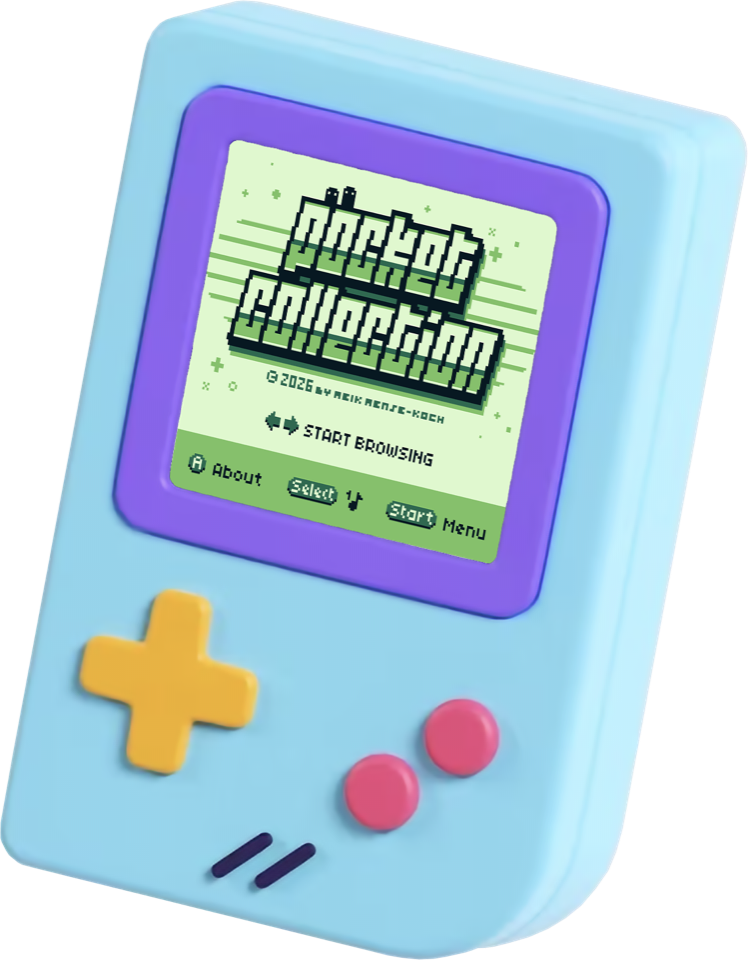 A light-blue Nintendo Game Boy showing the Pocket Collection start screen